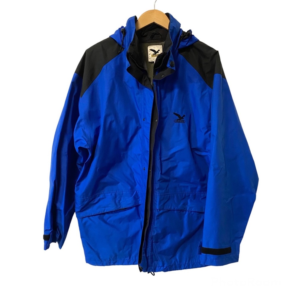 Men's Blue Waterproof Raincoat with Hood